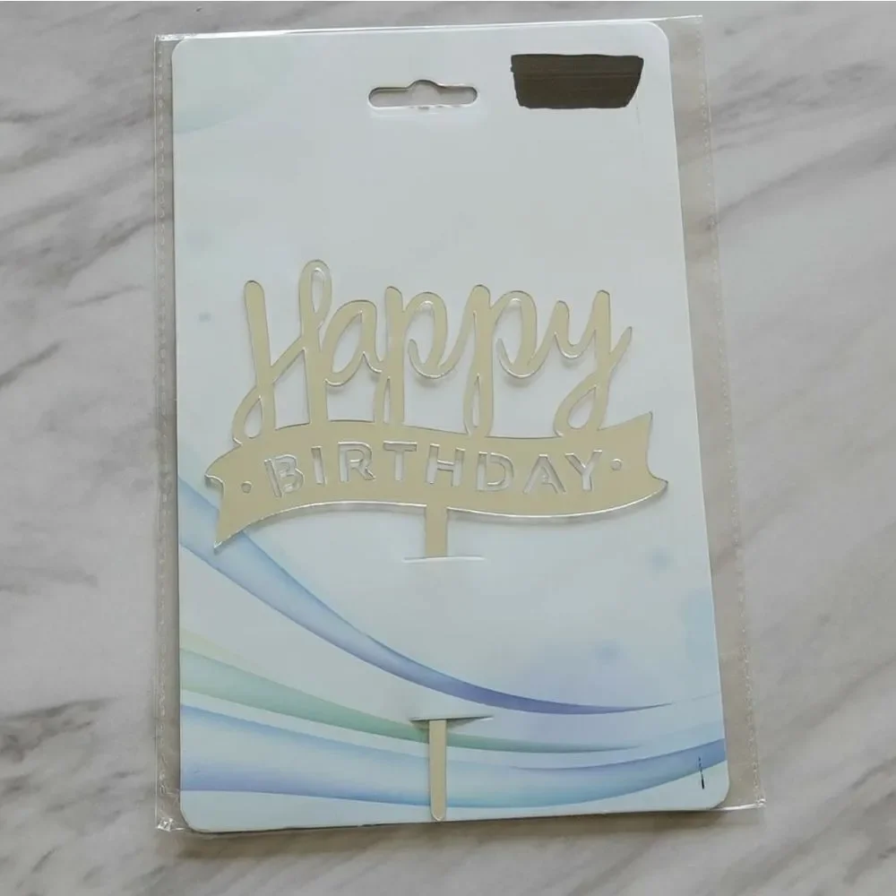 HAPPY Birthday Mirror Chic Cake Topper NWT